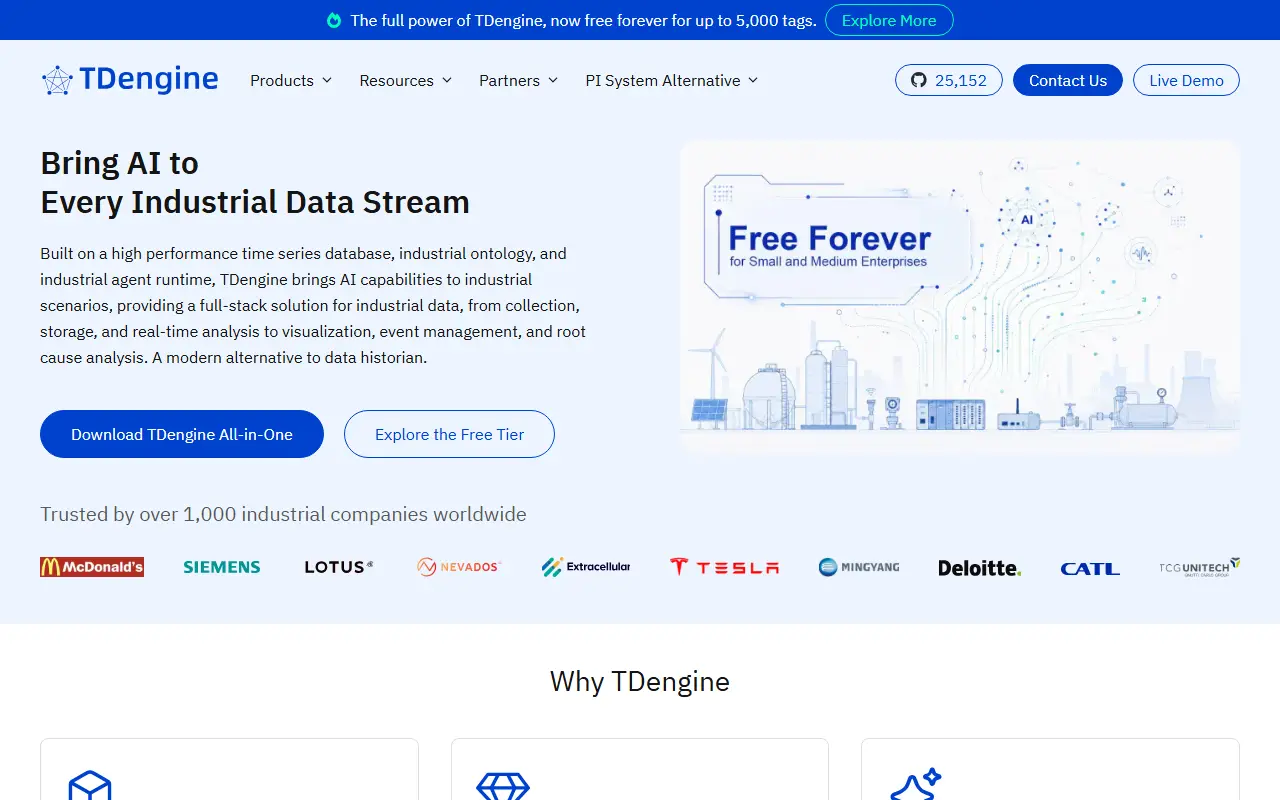 TDengine homepage screenshot