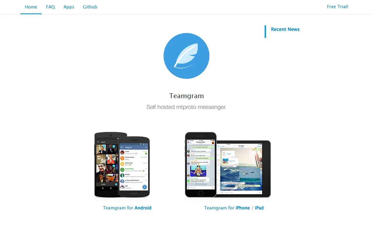 Teamgram homepage screenshot