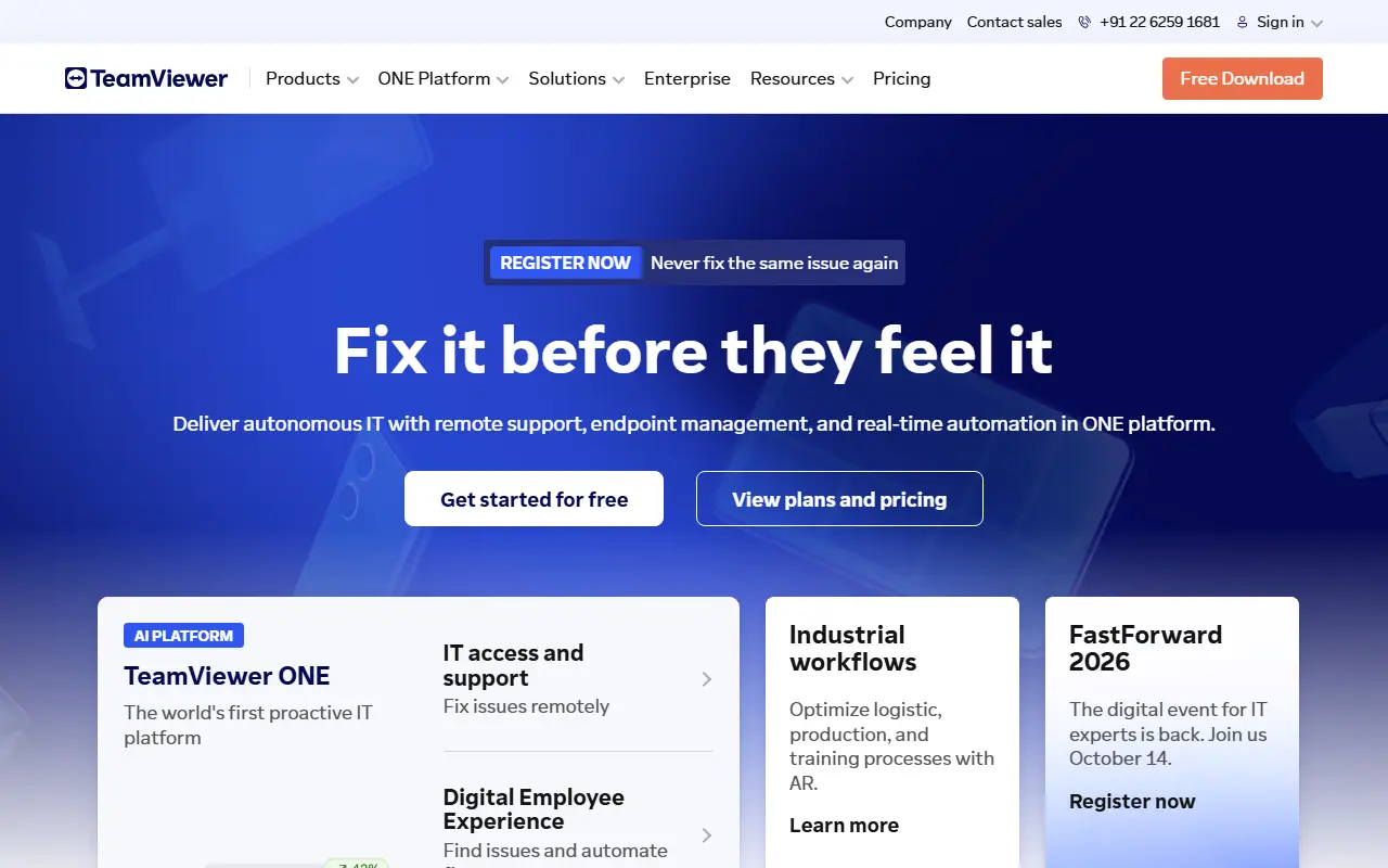 TeamViewer homepage screenshot