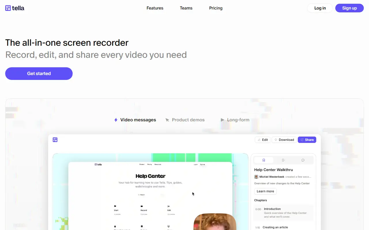 Tella homepage screenshot