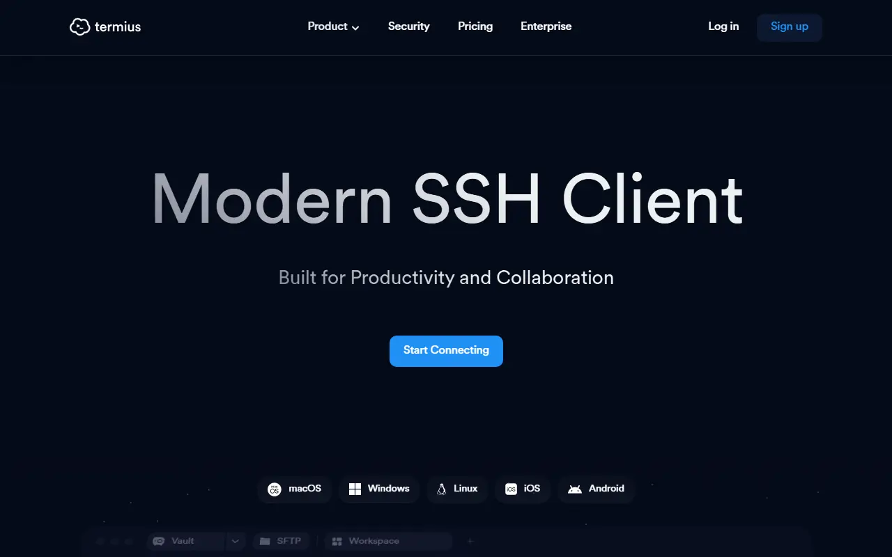 Termius homepage screenshot