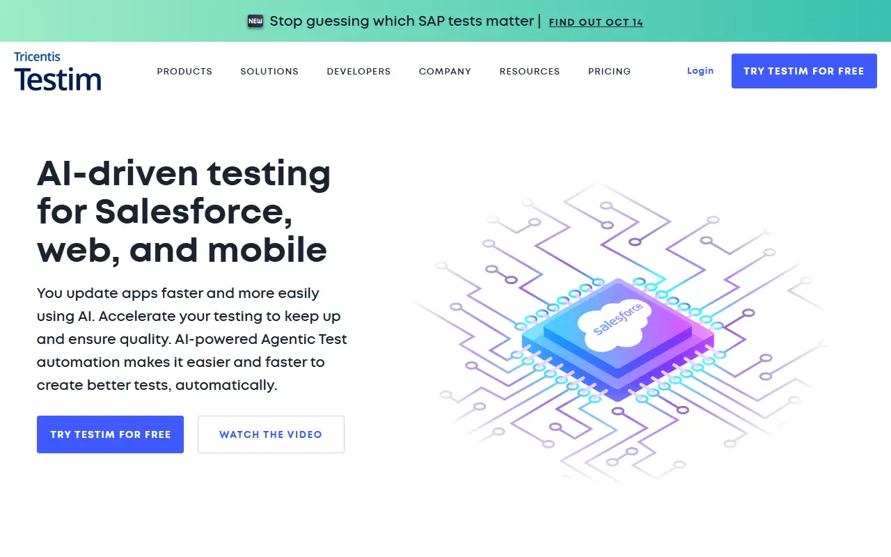 Testim homepage screenshot