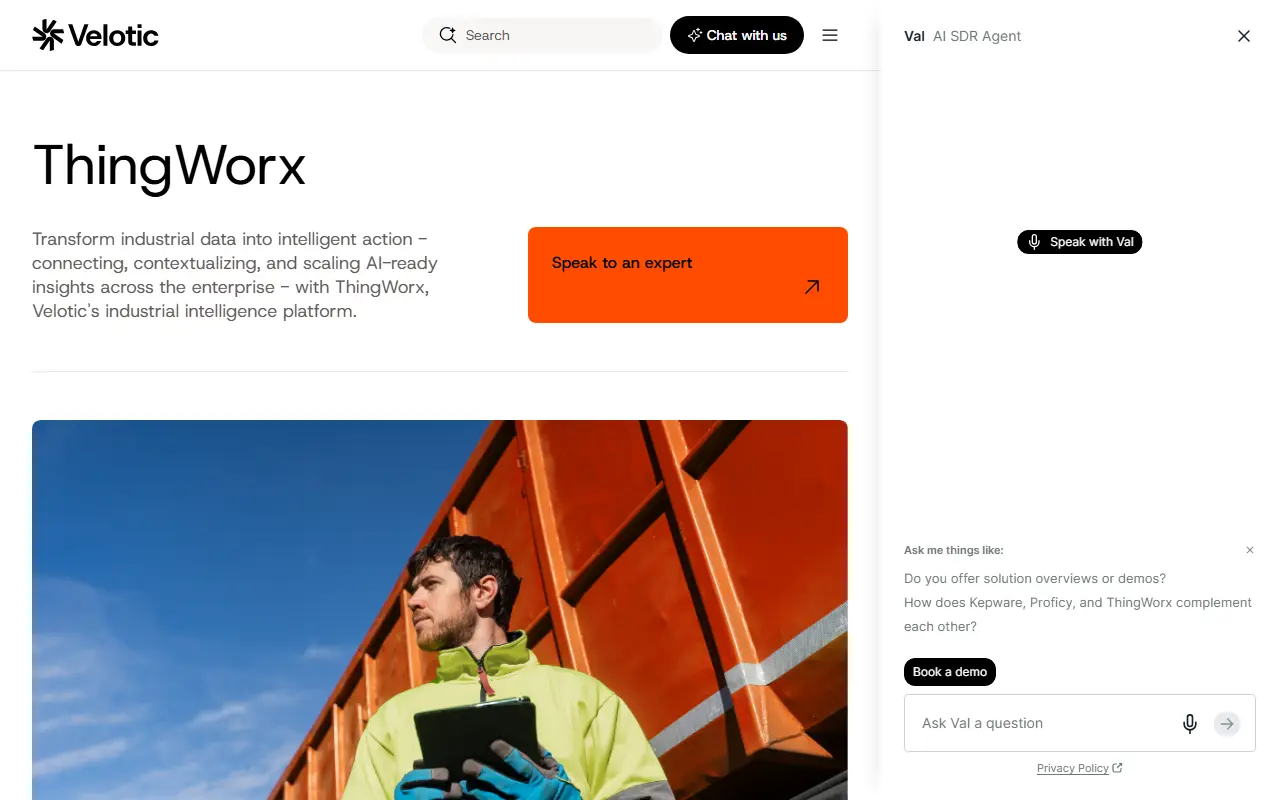 ThingWorx homepage screenshot