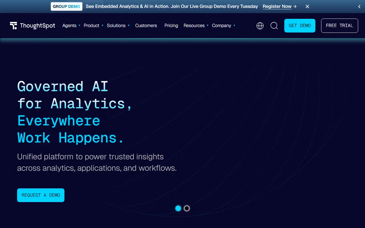 ThoughtSpot homepage screenshot