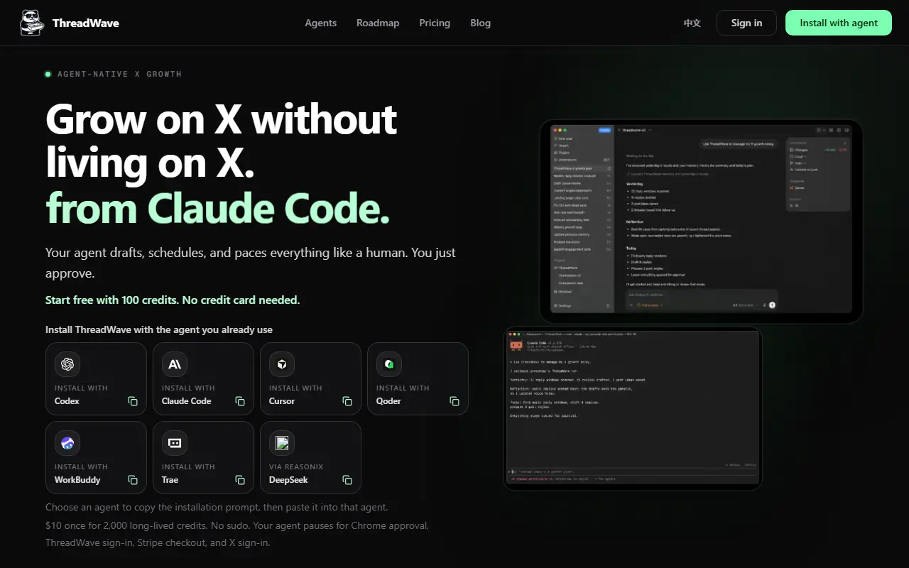 ThreadWave homepage screenshot