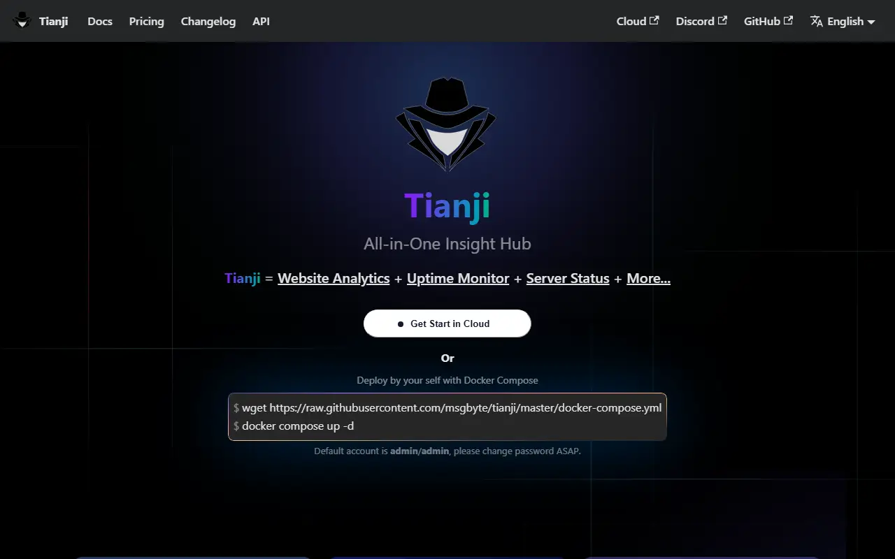 Tianji homepage screenshot
