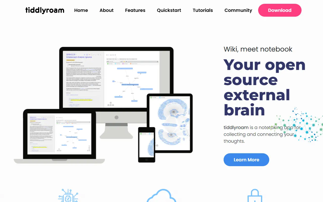 TiddlyRoam homepage screenshot