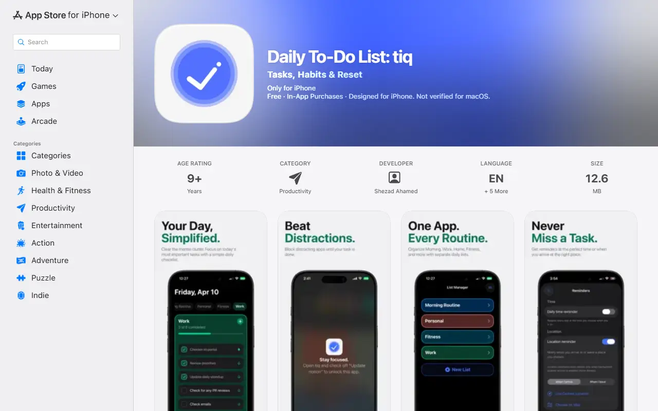 tiq homepage screenshot