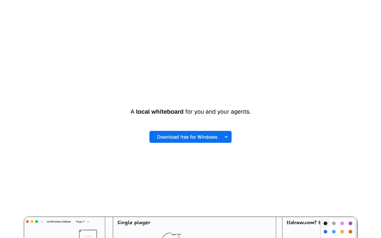 Tldraw Offline homepage screenshot