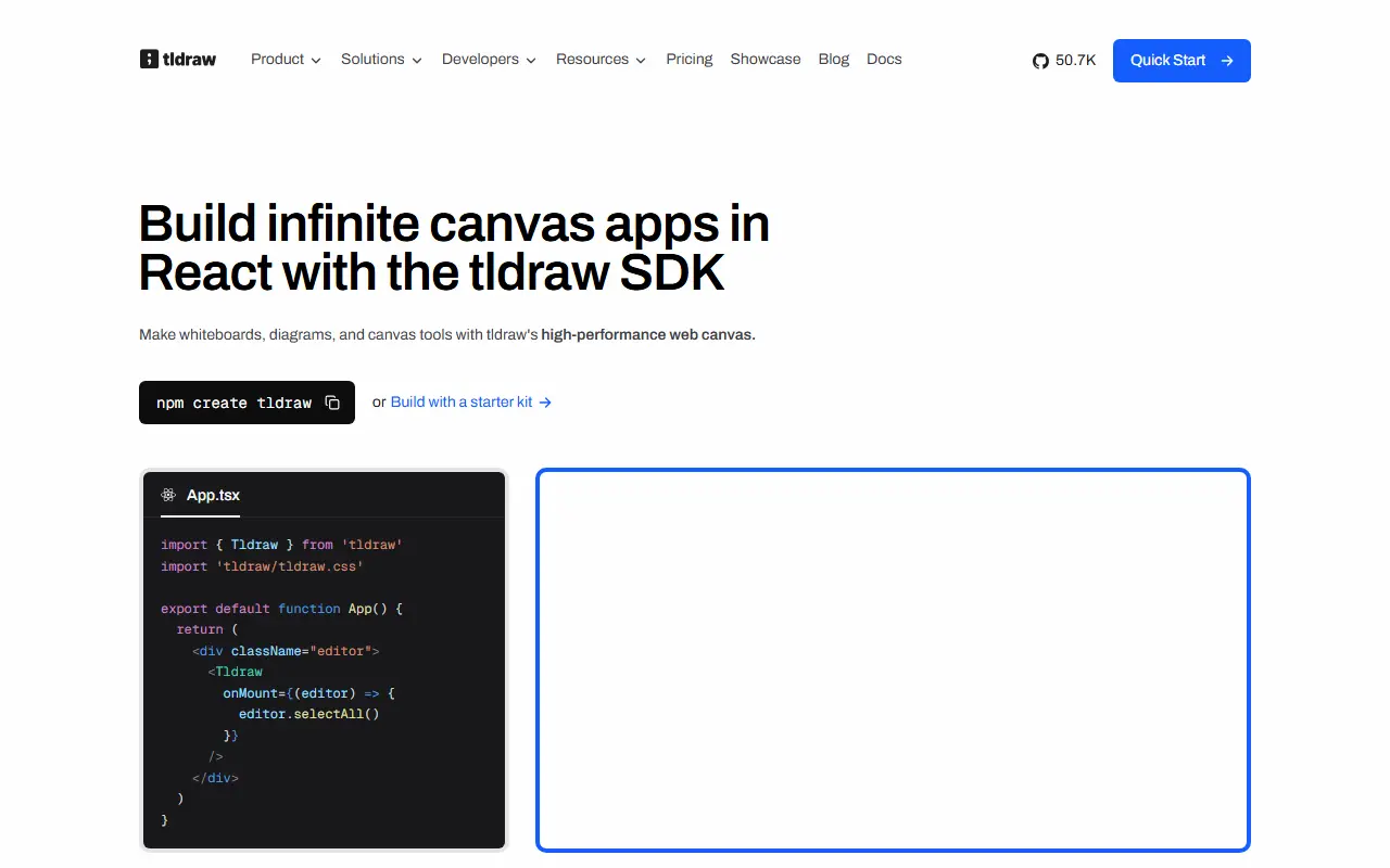 tldraw homepage screenshot