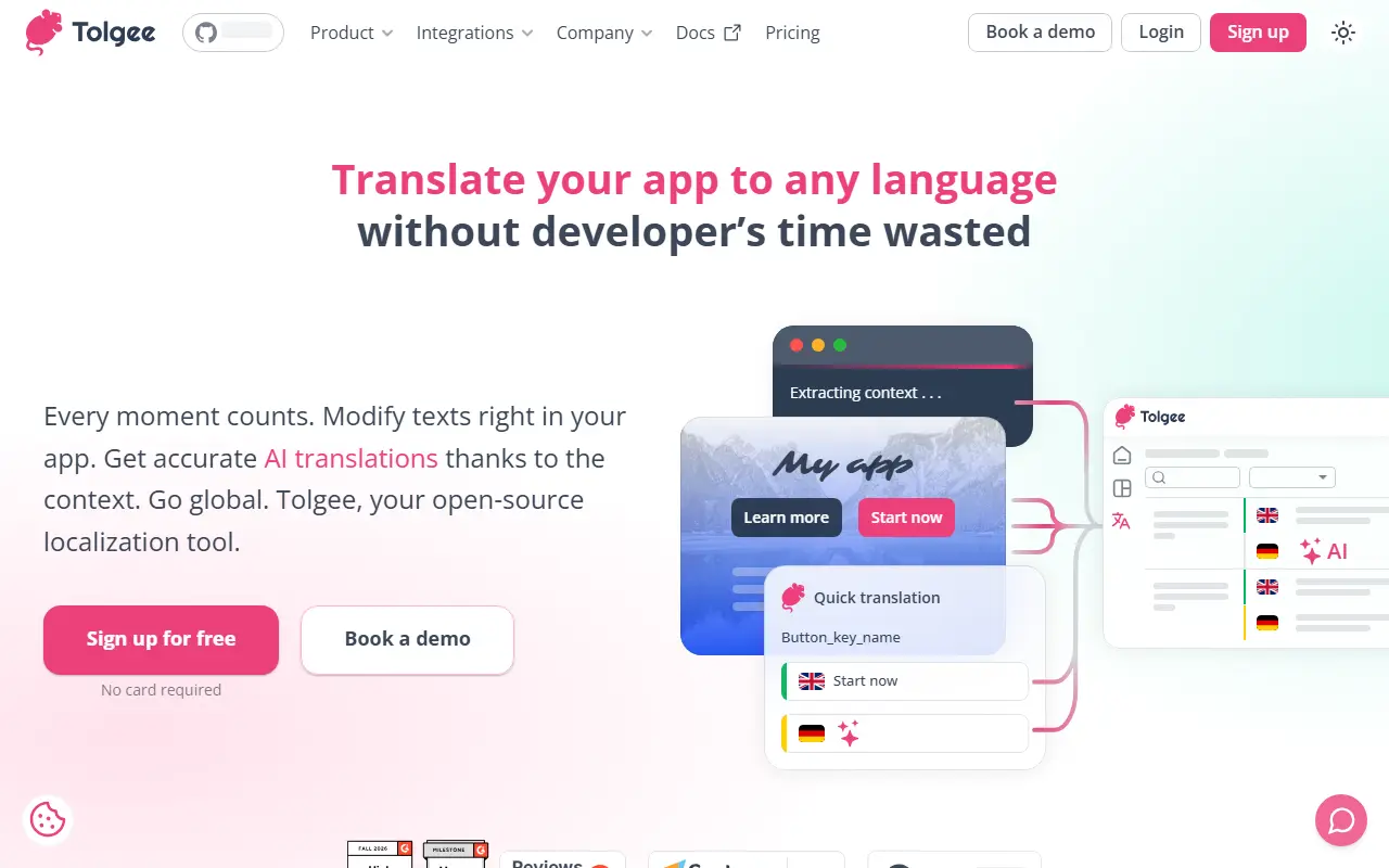 Tolgee homepage screenshot