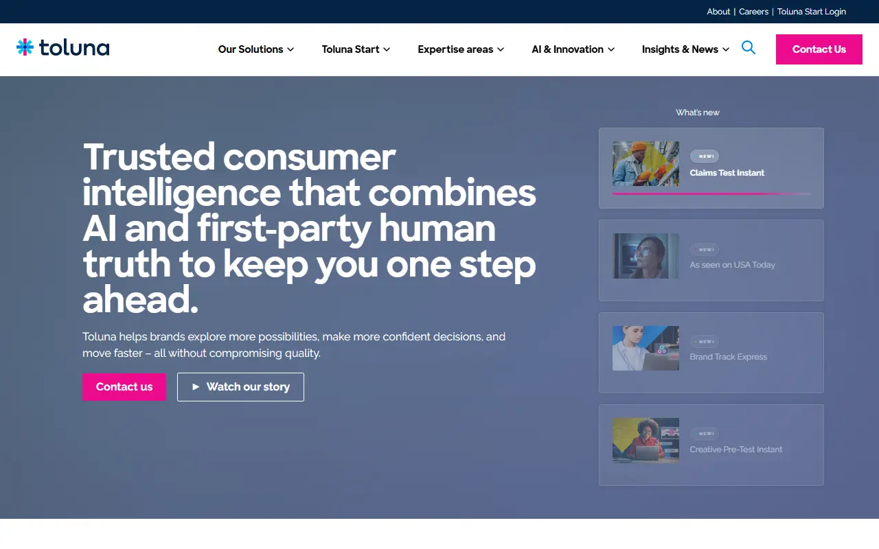 Toluna homepage screenshot