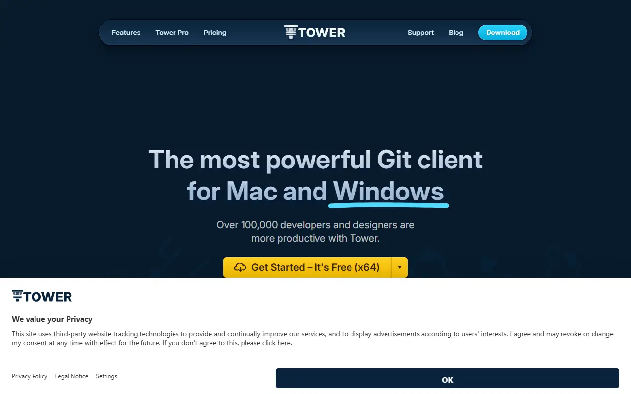 Tower homepage screenshot