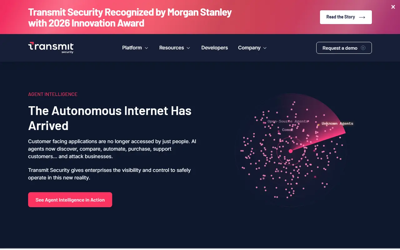 Transmit Security homepage screenshot