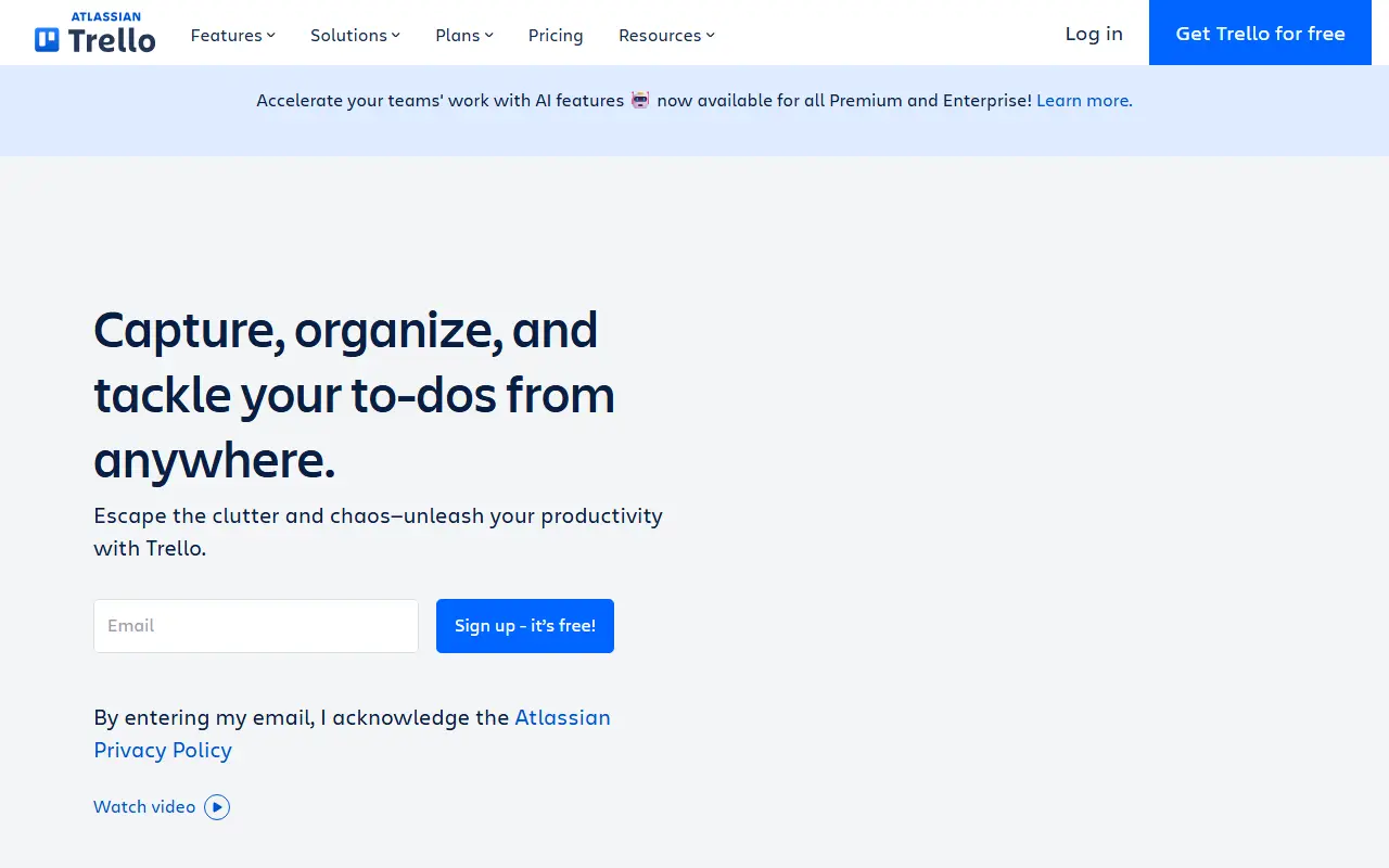 Trello homepage screenshot