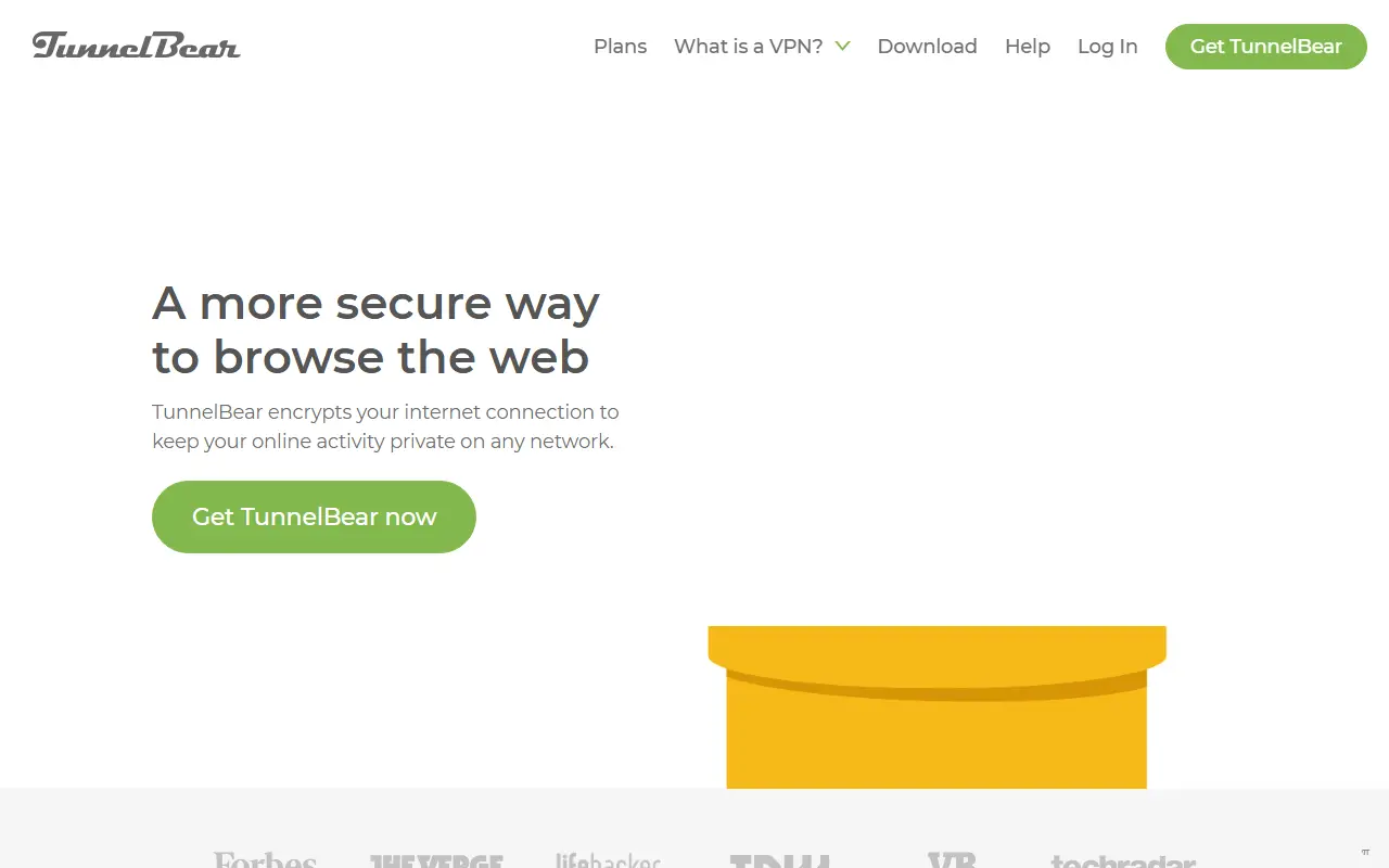 TunnelBear homepage screenshot