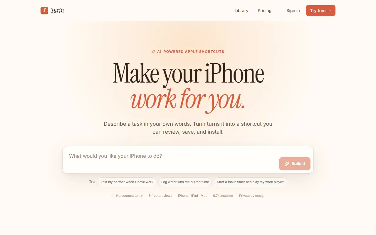 Turin homepage screenshot