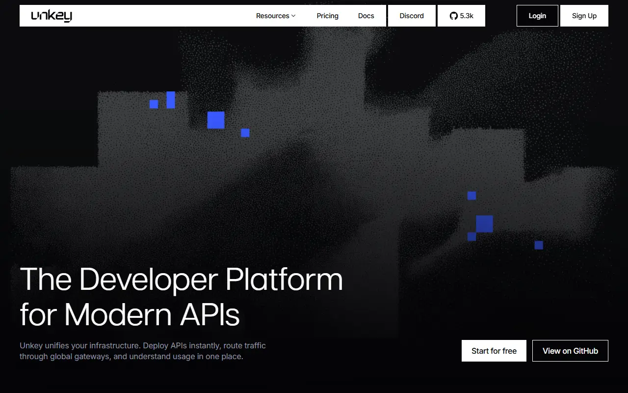 Unkey homepage screenshot