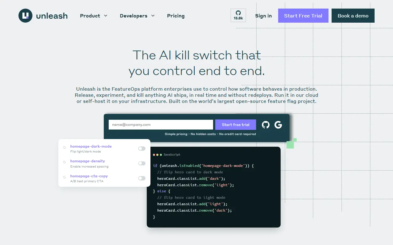 Unleash homepage screenshot