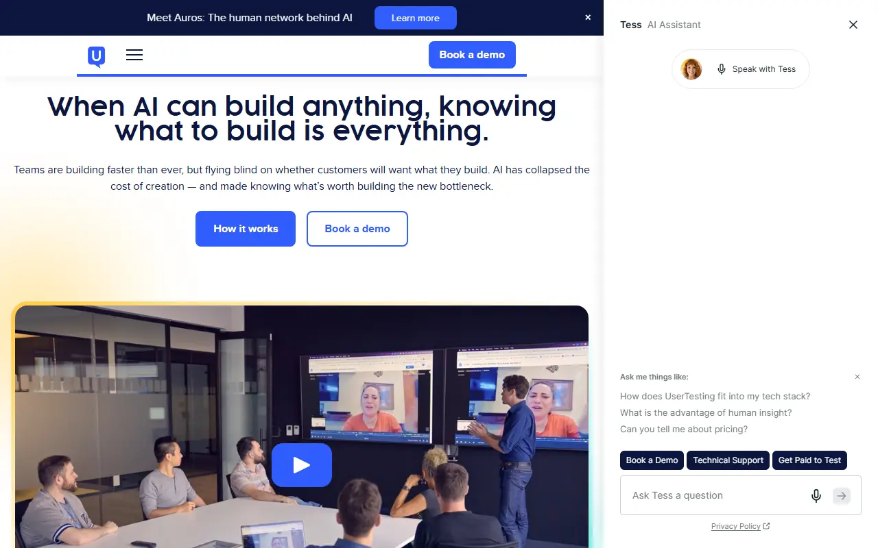 UserTesting homepage screenshot