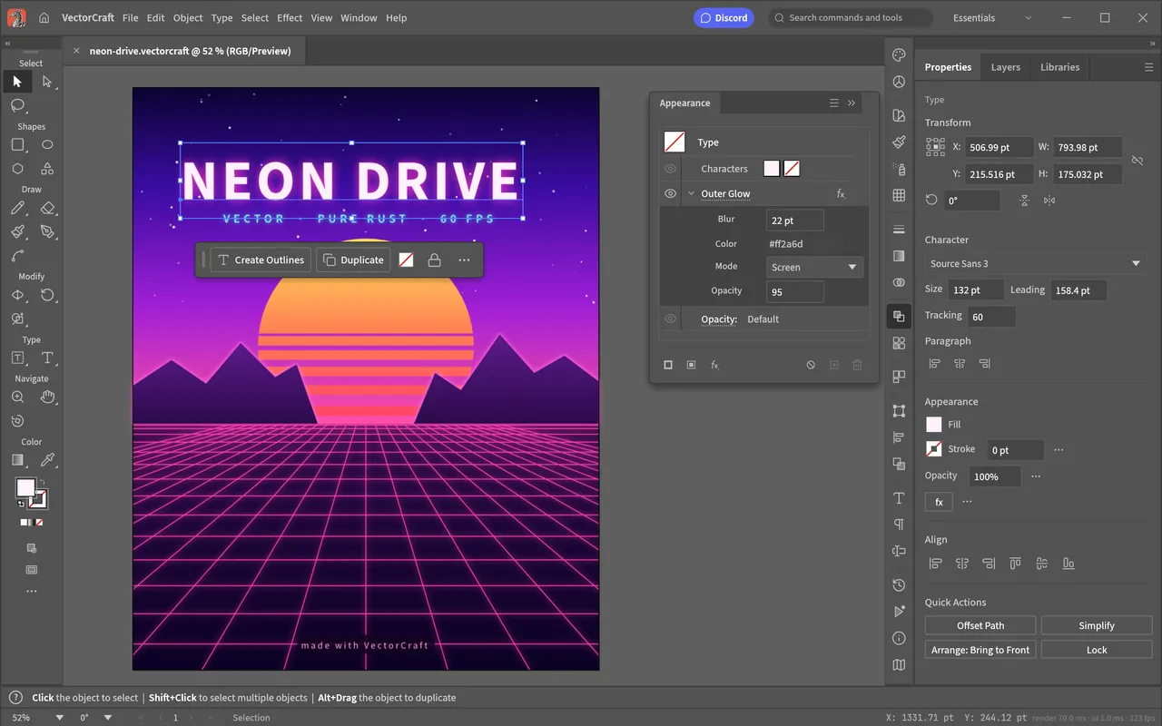VectorCraft homepage screenshot