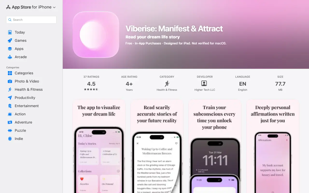 Viberise homepage screenshot