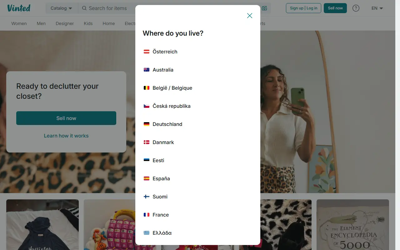 Vinted homepage screenshot