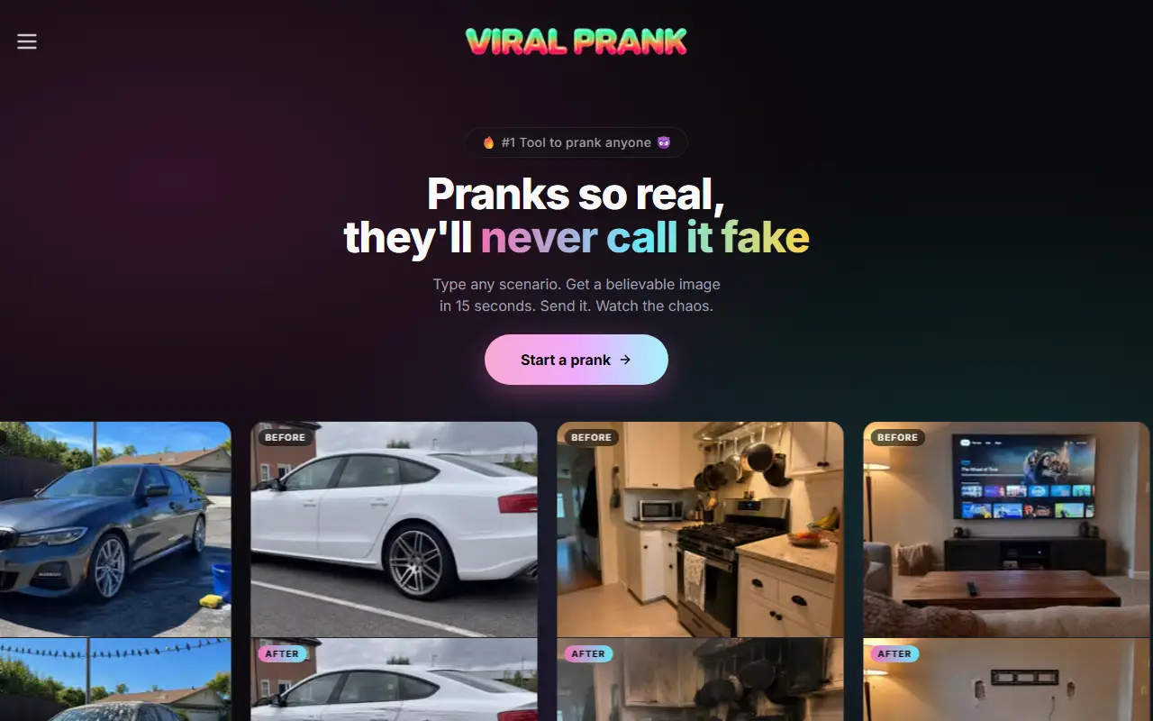 ViralPrank homepage screenshot