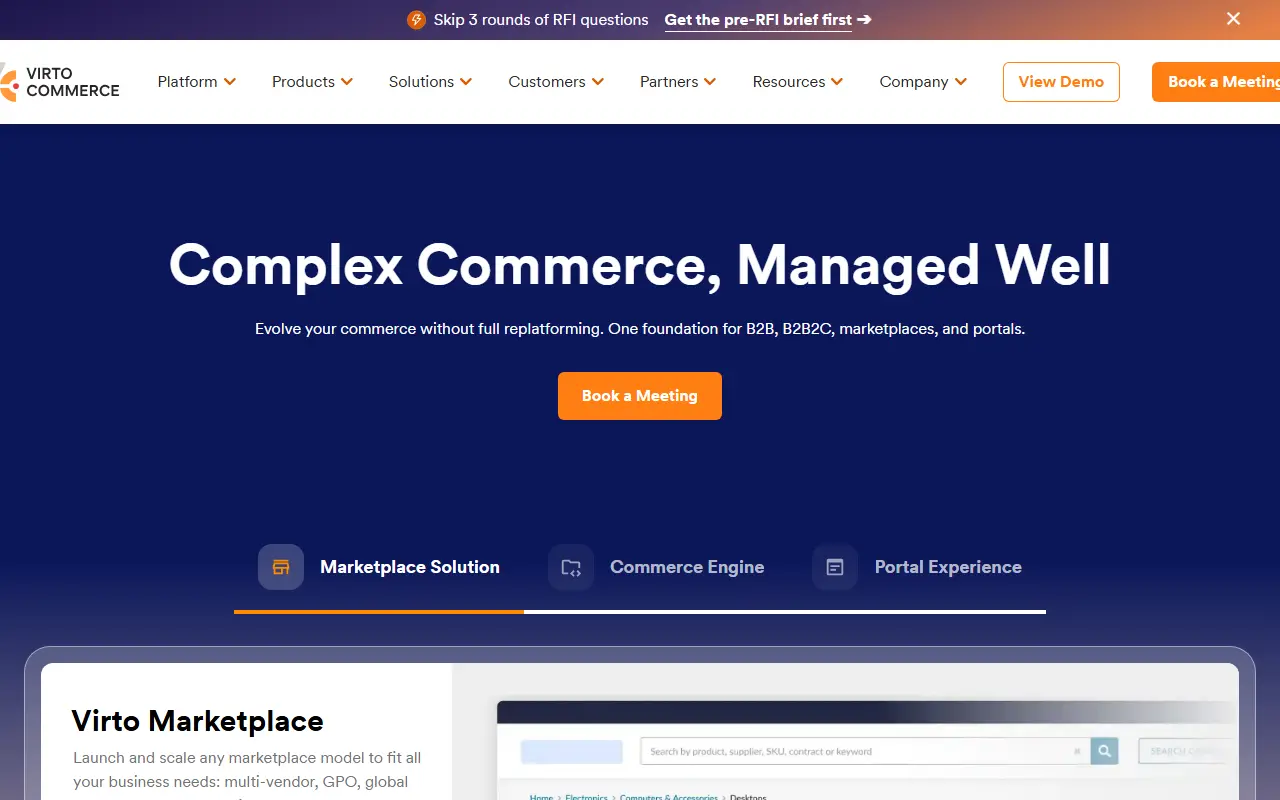 Virto Commerce homepage screenshot