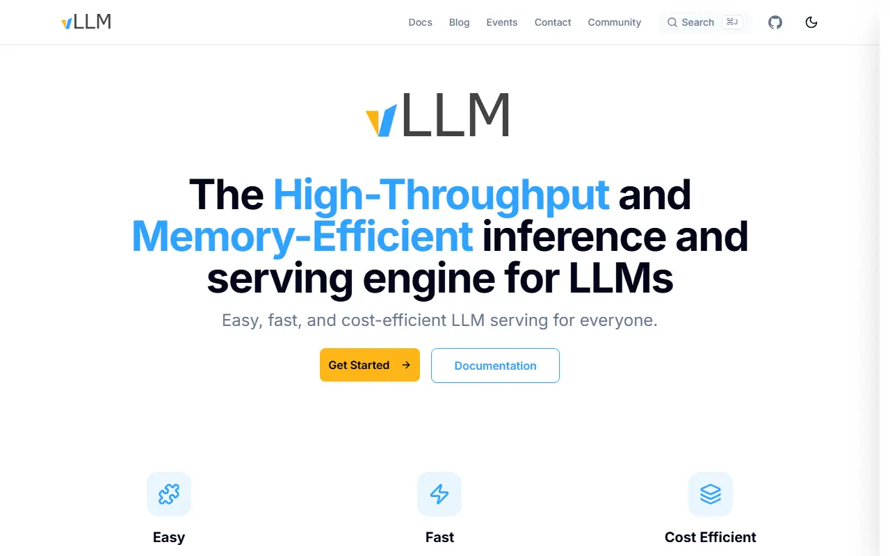 vLLM homepage screenshot