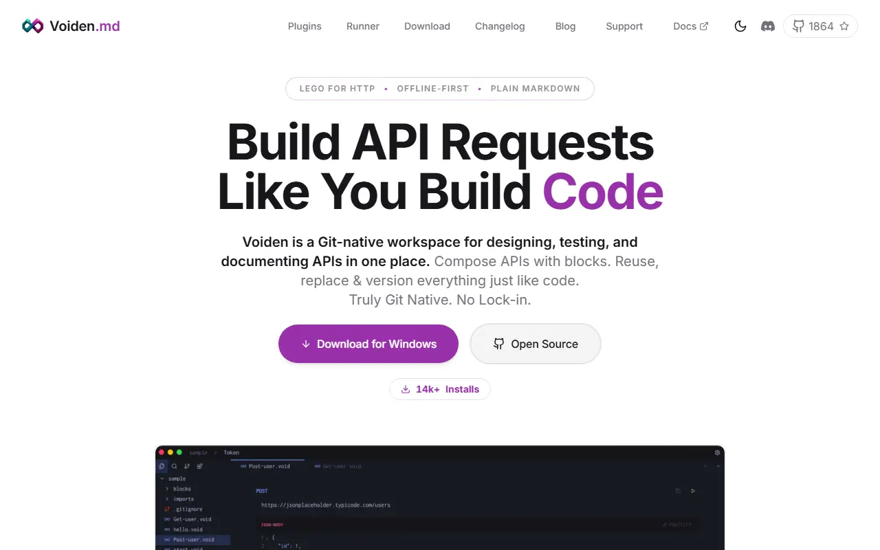 Voiden homepage screenshot