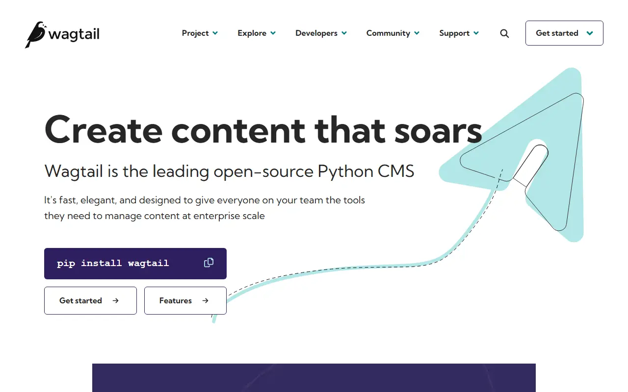 Wagtail homepage screenshot