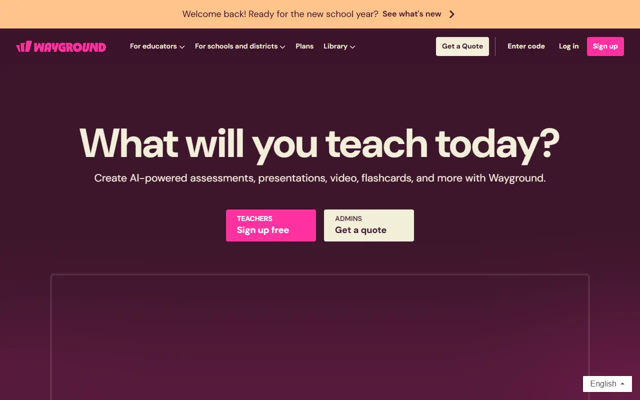 Wayground homepage screenshot