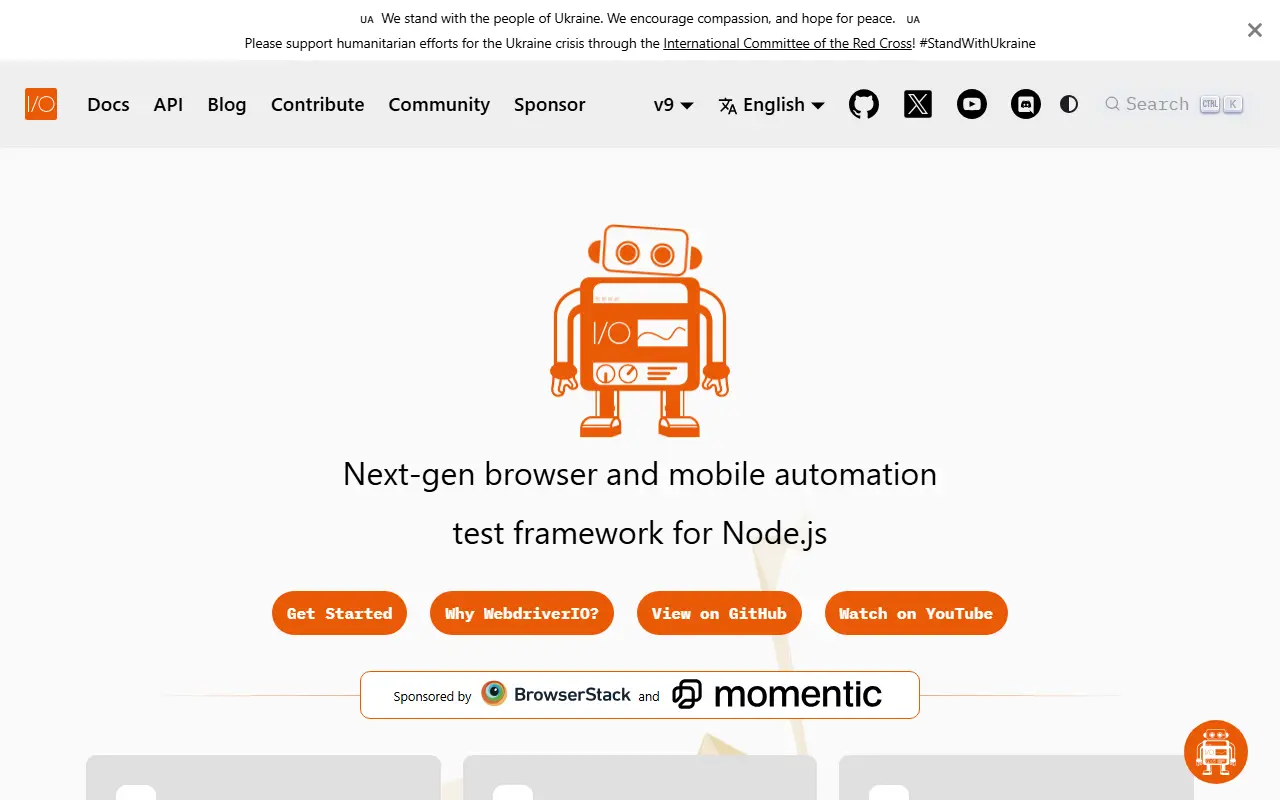 WebdriverIO homepage screenshot