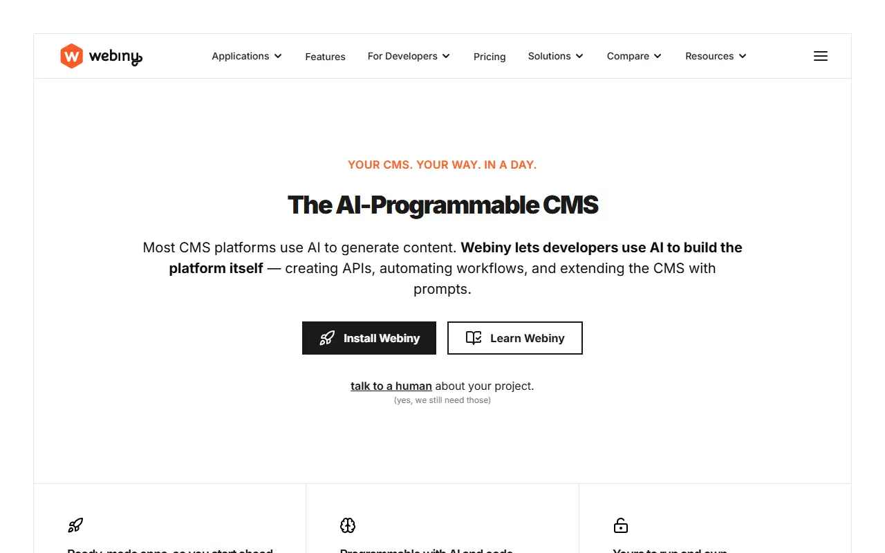 Webiny homepage screenshot