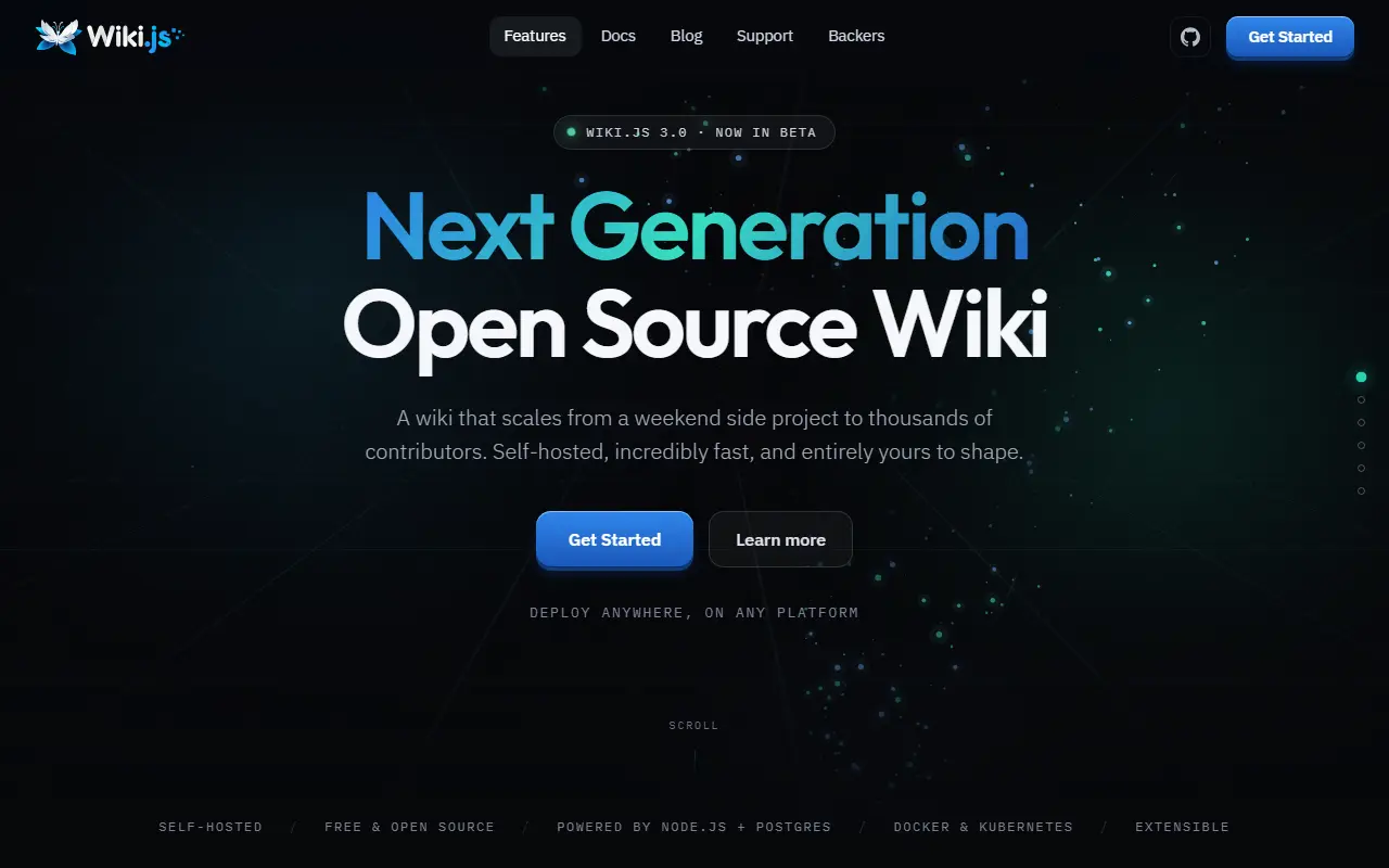 Wiki.js homepage screenshot