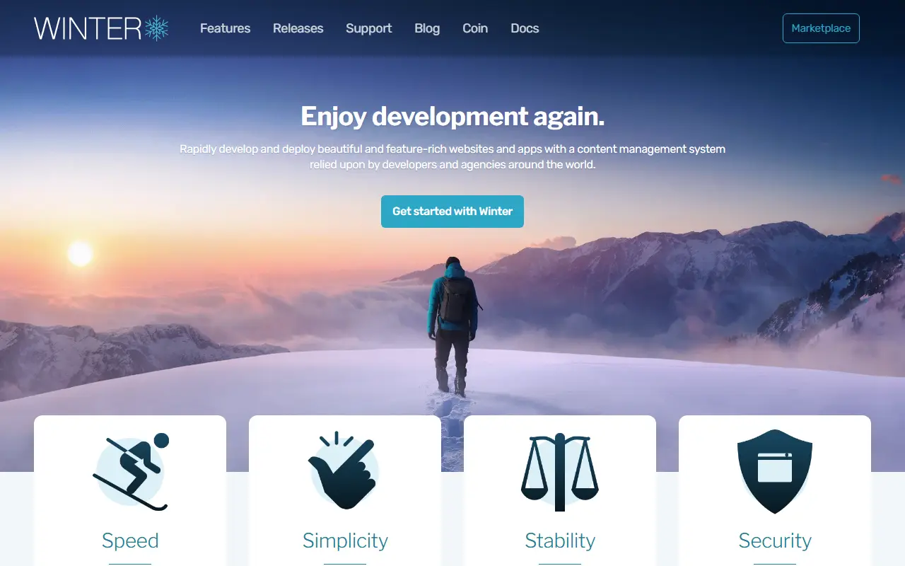 Winter CMS homepage screenshot