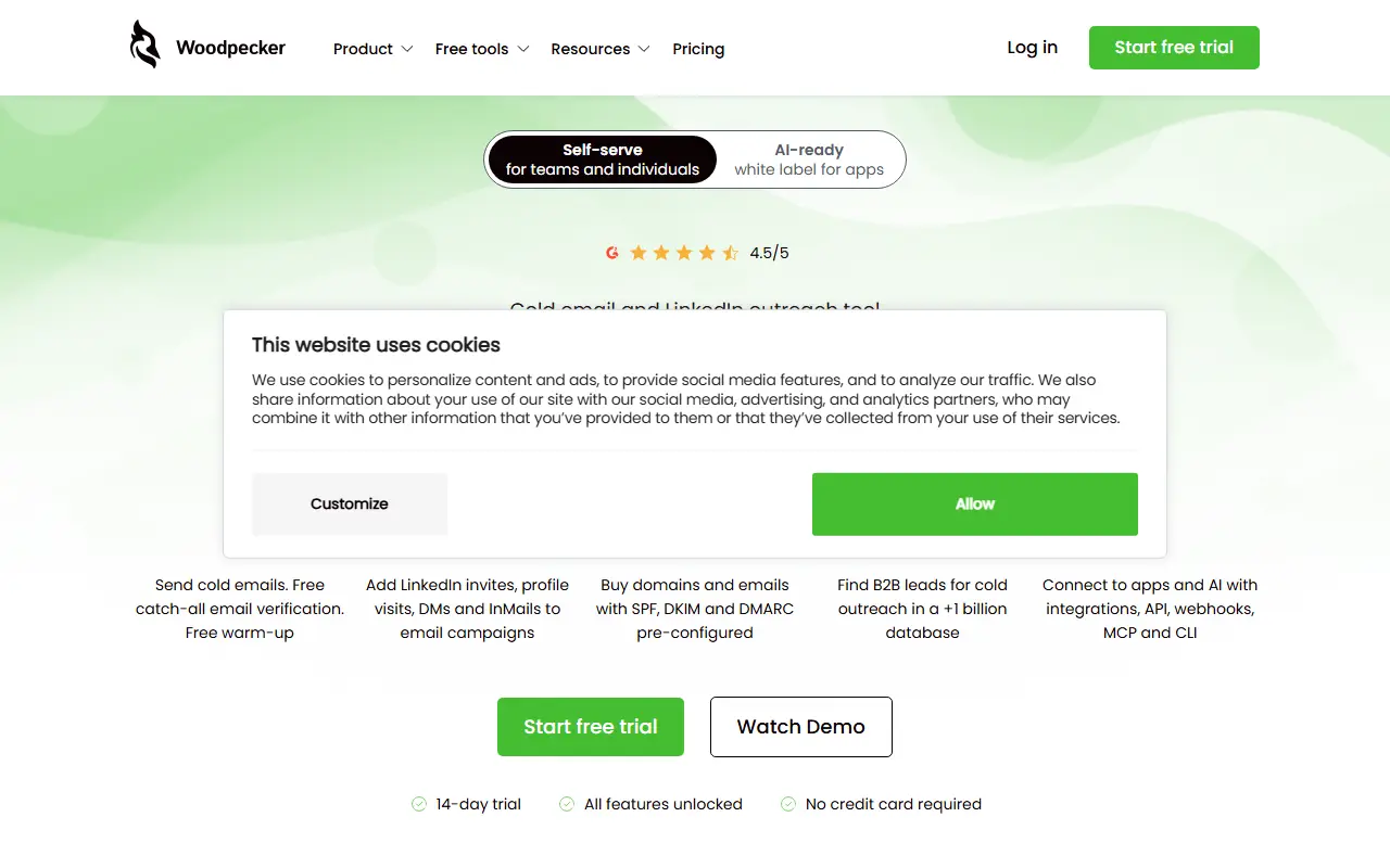 Woodpecker CI homepage screenshot