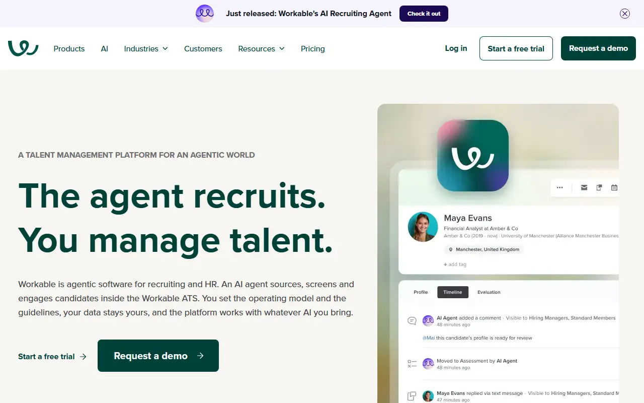 Workable homepage screenshot