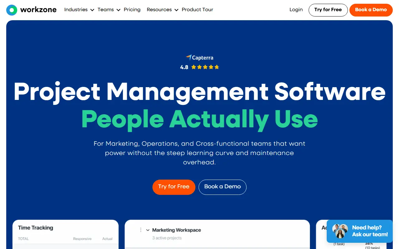 Workzone homepage screenshot