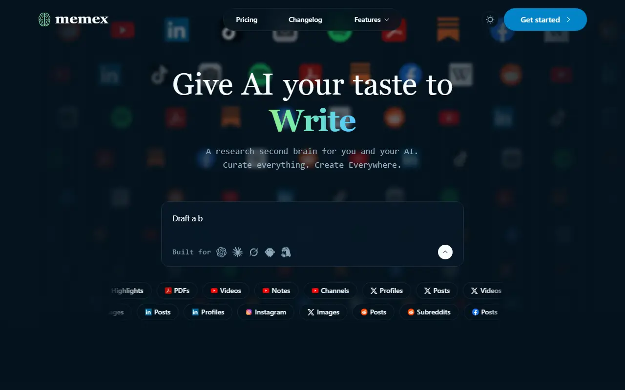 Memex homepage screenshot