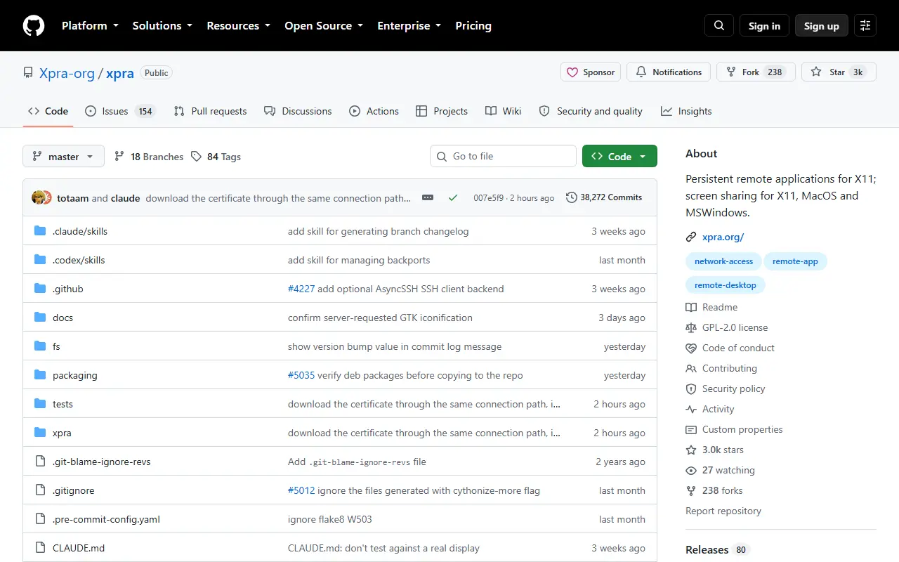 Xpra homepage screenshot