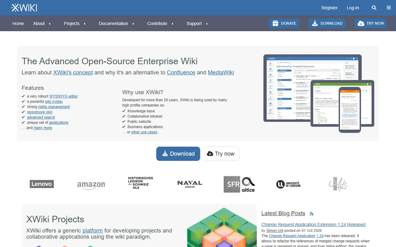 XWiki homepage screenshot