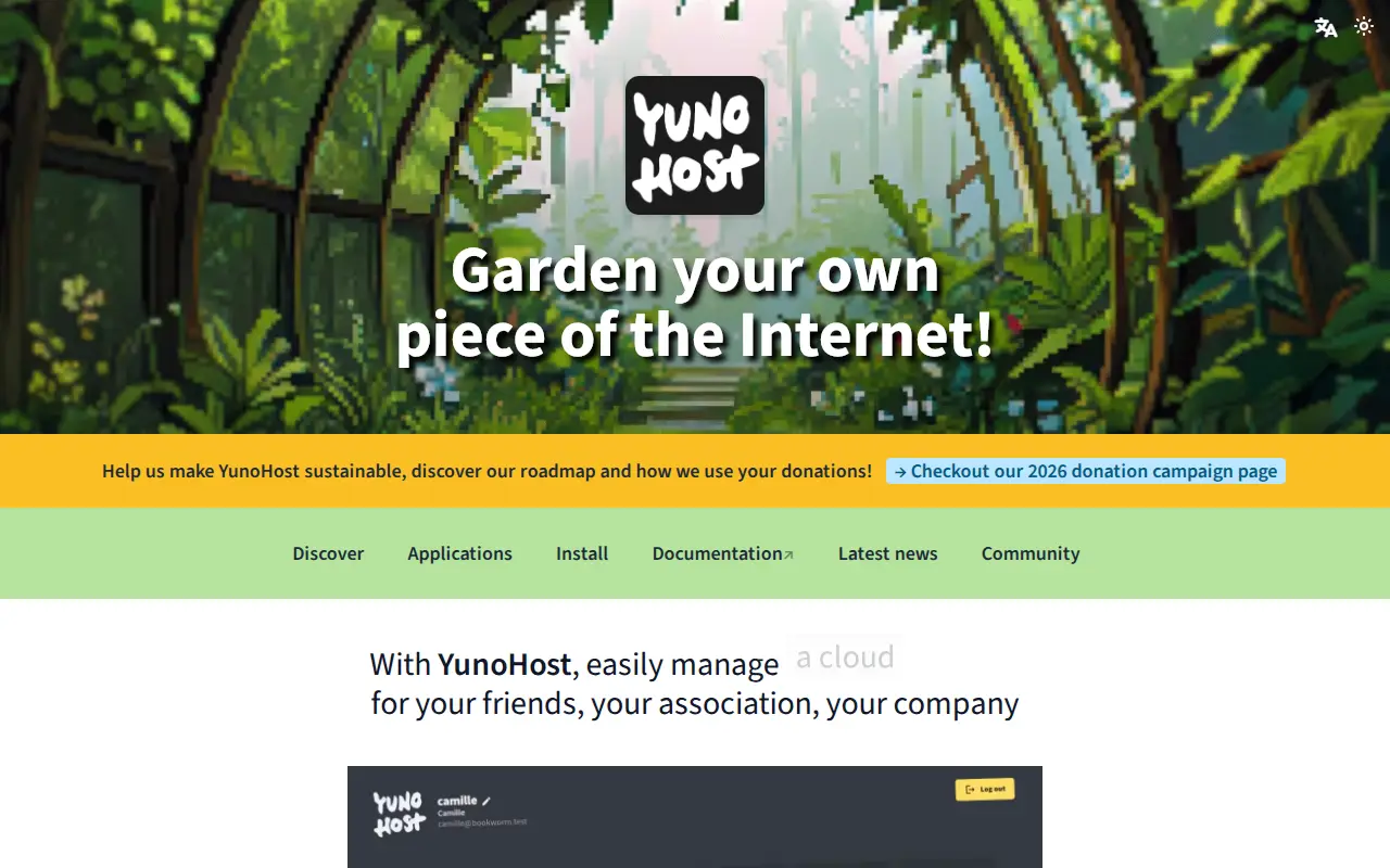 YunoHost homepage screenshot