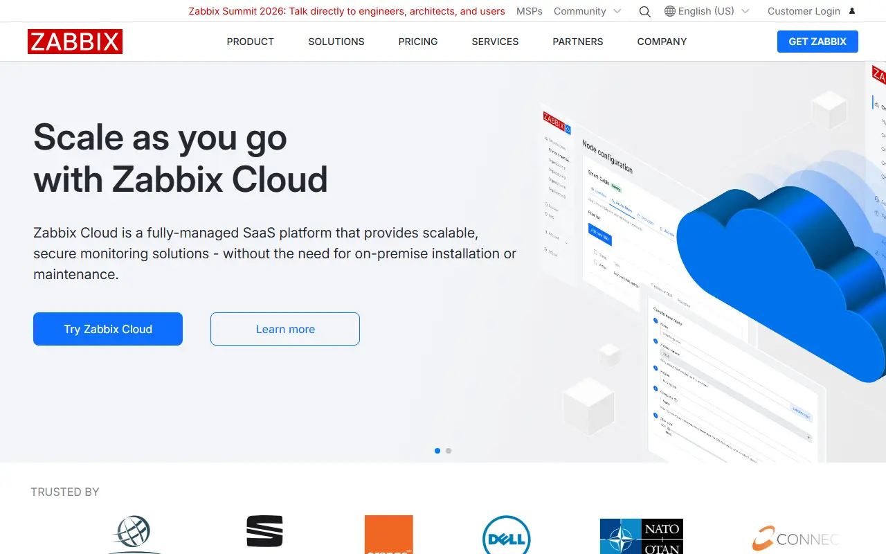 Zabbix homepage screenshot