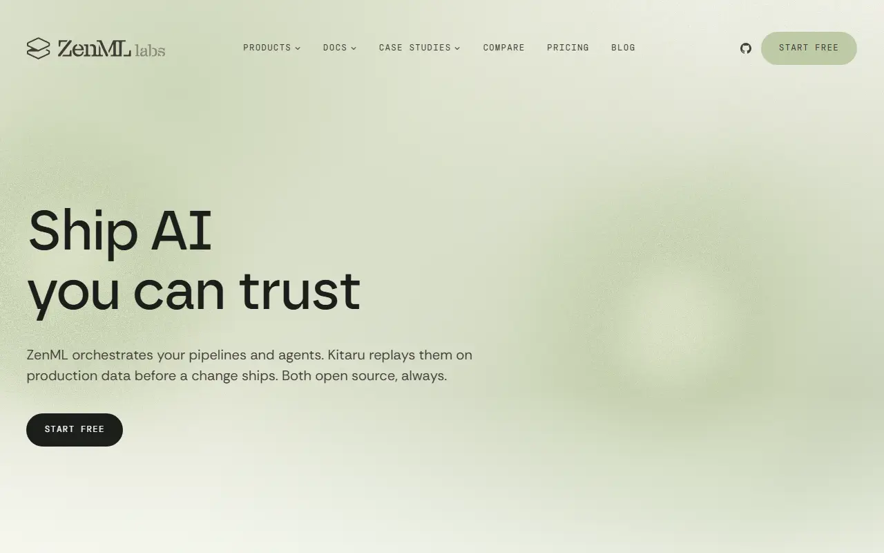 Zenml homepage screenshot