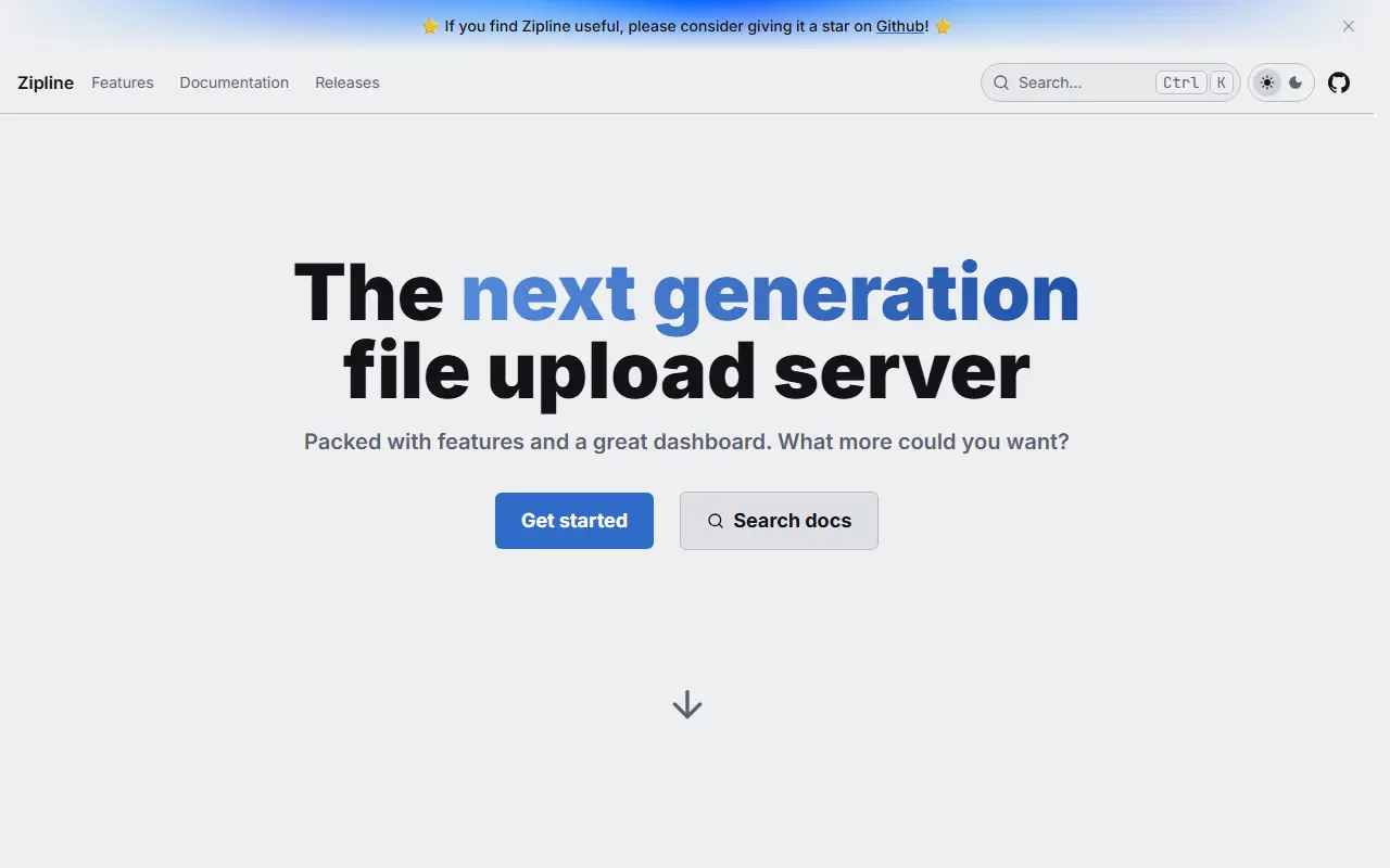 Zipline homepage screenshot